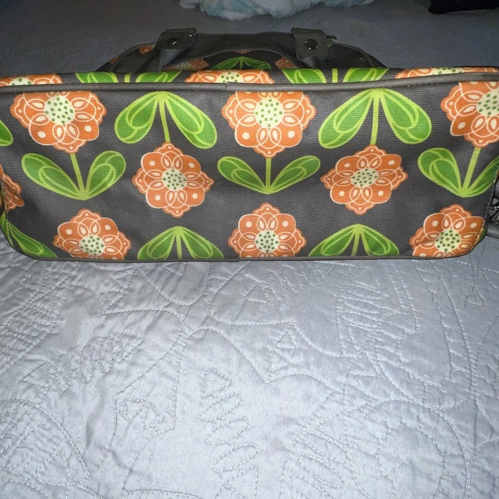 Petunia Pickle Bottom Santiago Sunset Floral Diaper Bag Backpack Gray and Orange